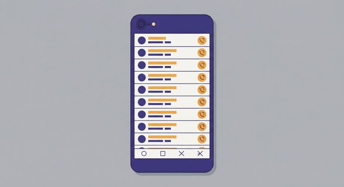a phone screen showing a long list of missed call attempts