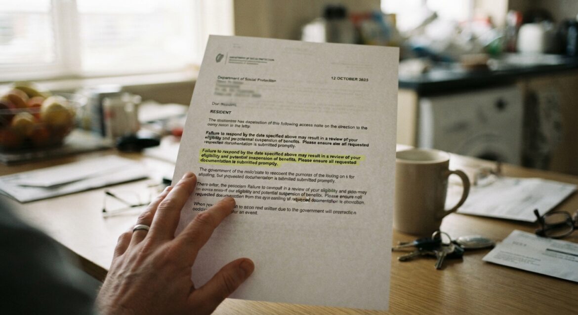 a printed government notice letter with a paragraph highlighted