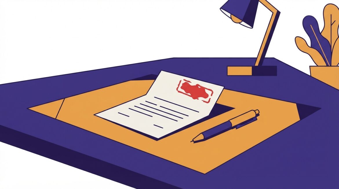 a denial letter with a red stamp mark across the top