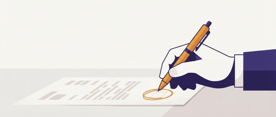 A close-up of a hand circling a deadline date on an official letter with a pen