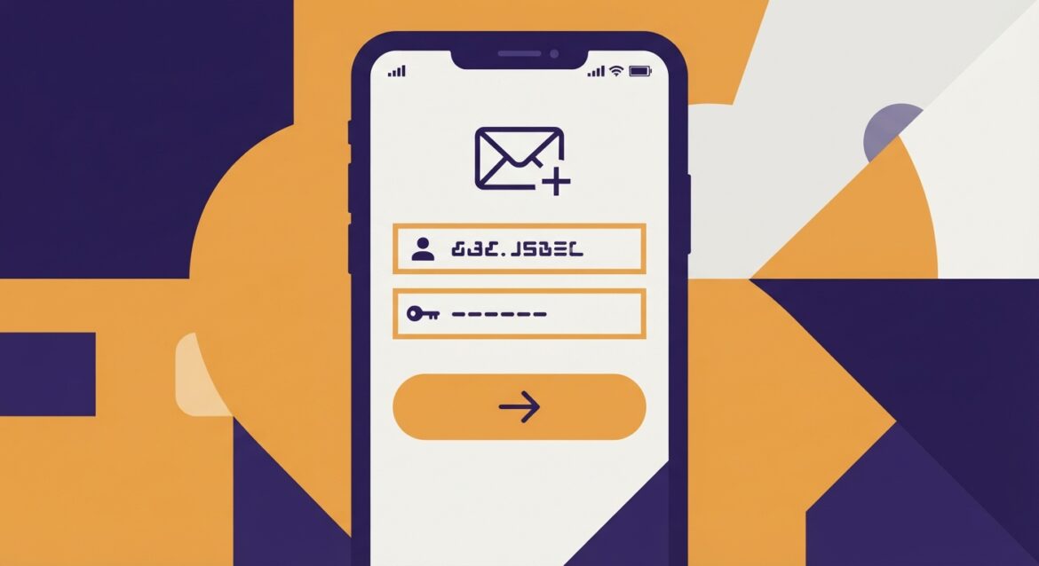 a smartphone screen showing a new email account setup